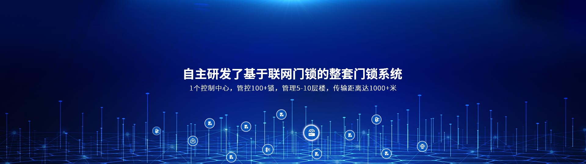 自主研發了基于聯網門鎖的整套門鎖系統 1個控制中心，管控100+鎖，管理5-10層樓，傳輸距離達1000+米-安安